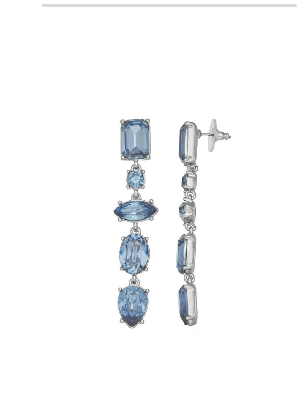 Simply Vera Vera Wang Light Blue Crystal Linear Drop Earrings EUC